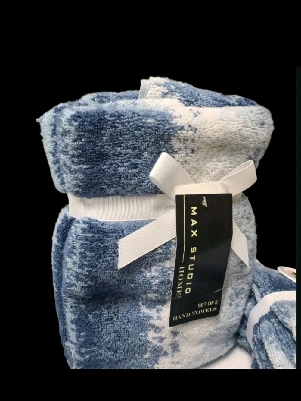 8pc Max Studio Cotton Bath Hand Washcloth Towel Set Blue White Ombre NEW